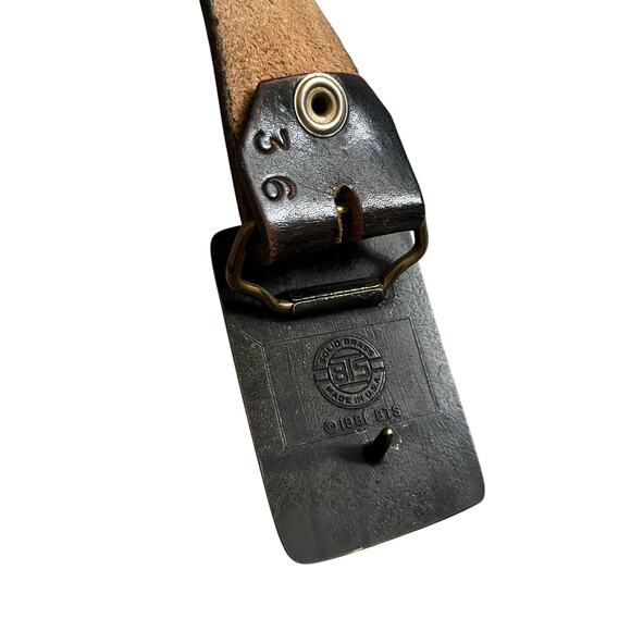 Vintage 80s Brown Foxboro Leather Belt Tooled // Size 36 - Picture 5 of 5